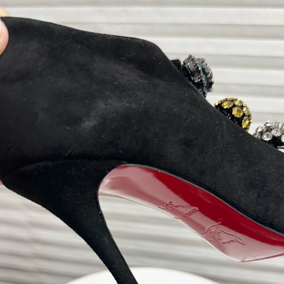 🌺CHRISTIAN LOUBOUTIN🌺 Black Suede Bijoux Booties Size: 35.5 - Picture 11 of 14